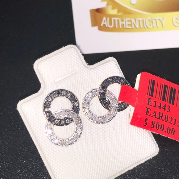 Real Diamond earrings Custom w/Rare black diamond - Picture 3 of 6